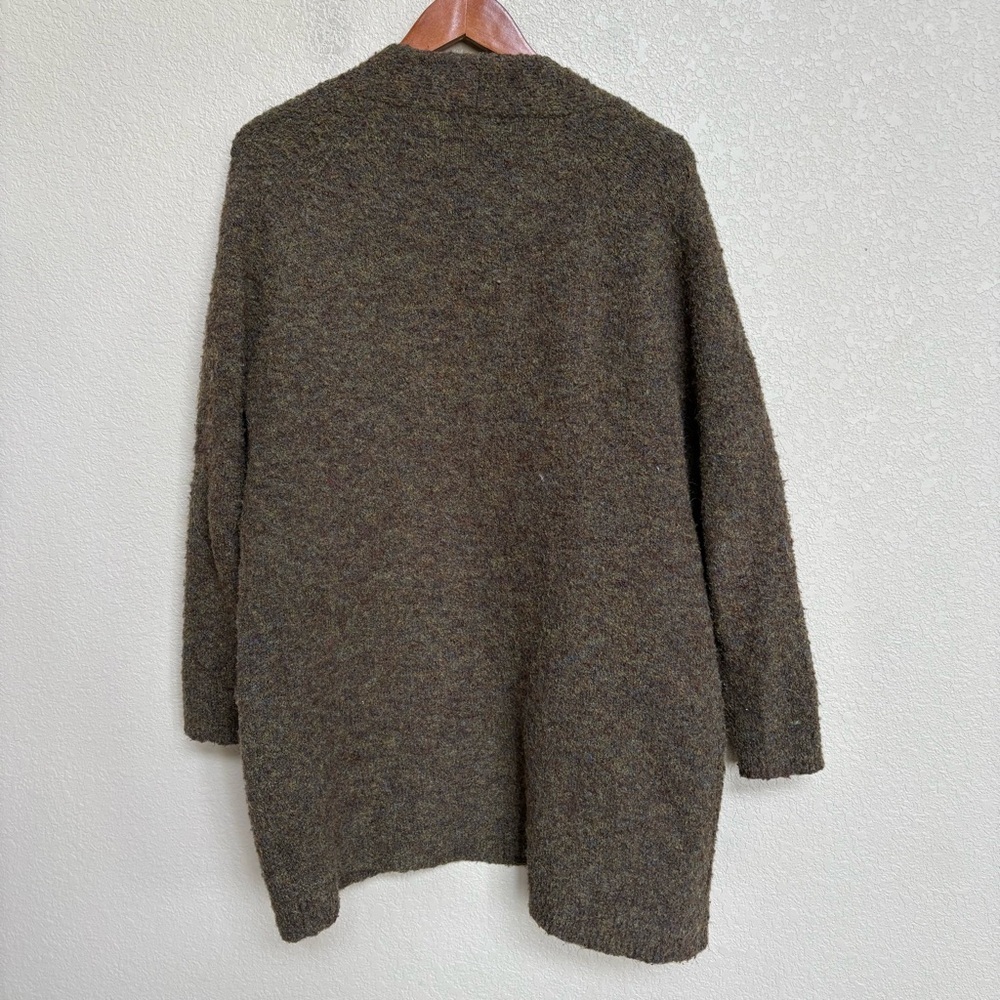 Willow & Clay Brown Olive Green Boucle Cardigan Jacket Women’s XS Zip Pockets - Picture 2 of 6